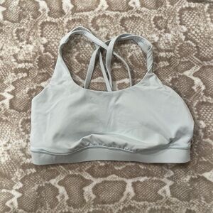 Lululemon Energy Longline Sports-Bra Light Blue Strappy Cross-back Yoga